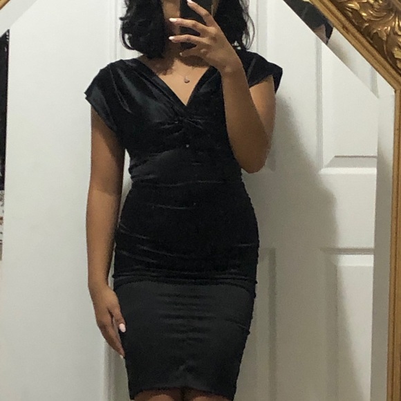 Mini Black Satin Dress - Picture 5 of 5